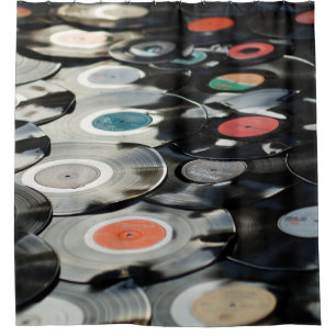 Rideaux De Douche Vinyl rétro plastique vieux noir