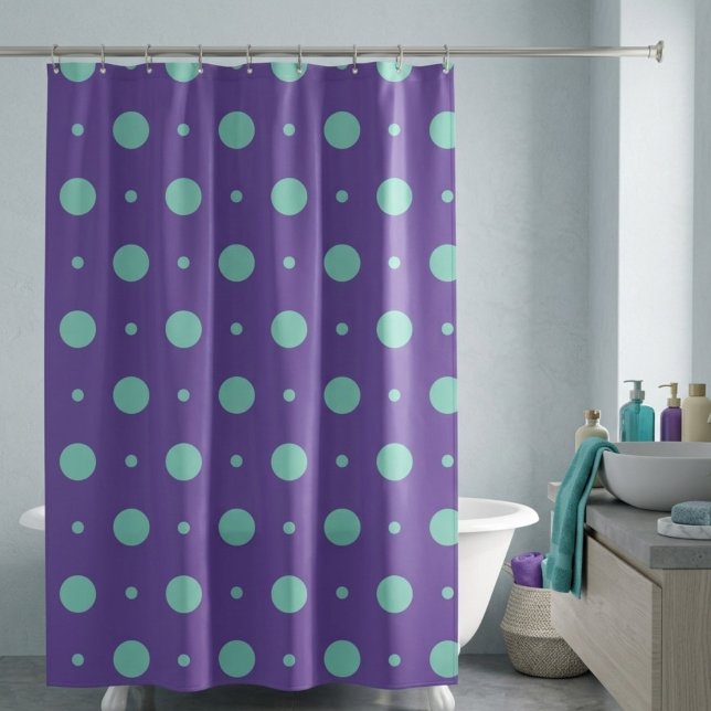 Rideaux de douche violet à pois sarcelle (Créateur téléchargé)