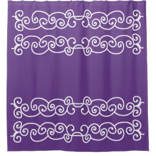 Rideaux De Douche Violet avec rouleaux blancs
