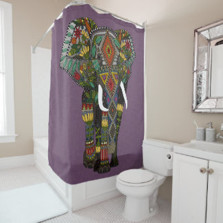 Rideaux De Douche violet d'éléphant à fleurs