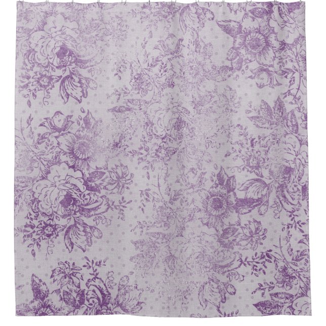 Rideaux De Douche violet rustique, chic shabby, fleurs de lavande pâ (Devant)