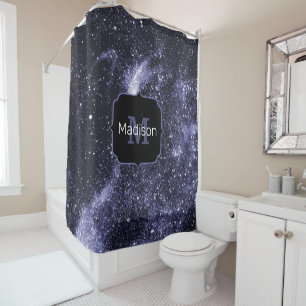 Rideaux De Douche Violet violet peri noir galaxie abstraite Monogram