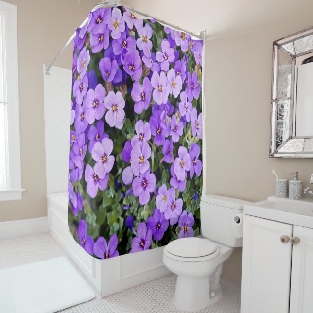 Rideaux De Douche Violets (En situation)