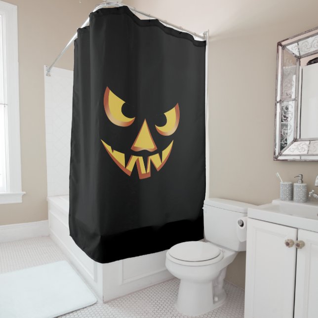 Rideaux De Douche Visage de citrouille 3 pour Helloween (En situation)