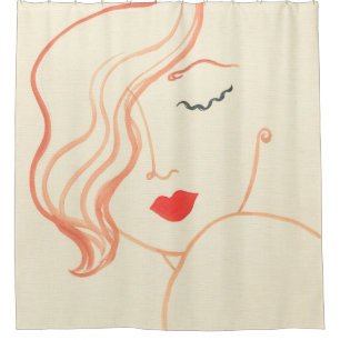 Rideaux De Douche Visage de femme d'esquisse Abstraite