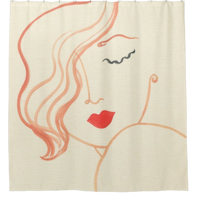 Rideaux De Douche Visage de femme d'esquisse Abstraite (Devant)
