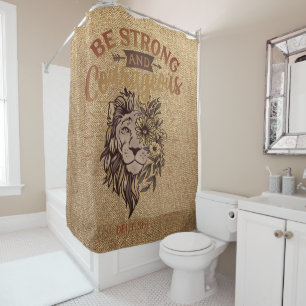 Rideaux De Douche Visage de Lion Fort Courageux Verset de la Bible C