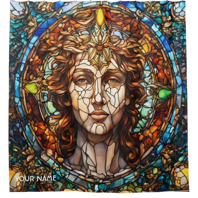 Rideaux De Douche Visage en verre mignon Imaginaire (Devant)