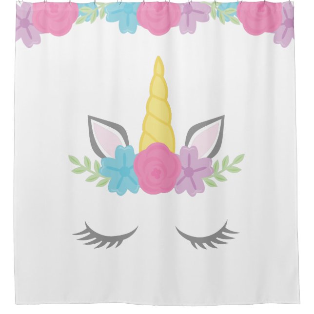 Rideaux De Douche Visage floral de licorne (Devant)