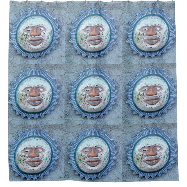 Rideaux De Douche visages solaires bleuâtres (Devant)