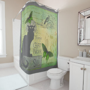 Rideaux De Douche Visite vintage de Paris du Conversation Noir Colla