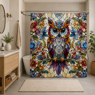 Rideaux De Douche Vitrail inspiré du hibou