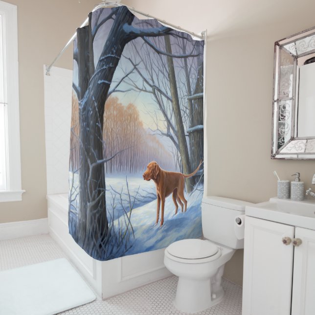 Rideaux De Douche Vizla Qu'il neige Noël  (En situation)