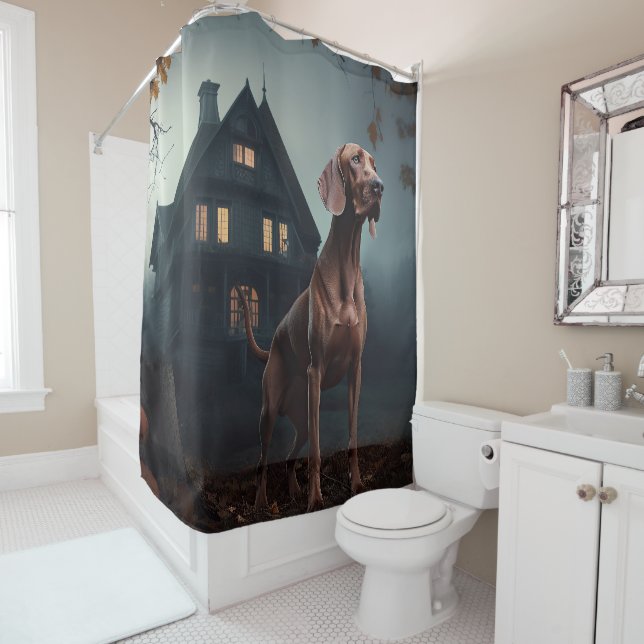 Rideaux De Douche Vizsla Halloween Effrayant (En situation)