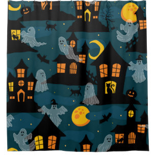 Rideaux De Douche Voisinage hanté Halloween vintage sans fil Pa