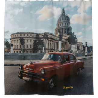 Rideaux De Douche Voiture Classique Vintage La Havane Cuba