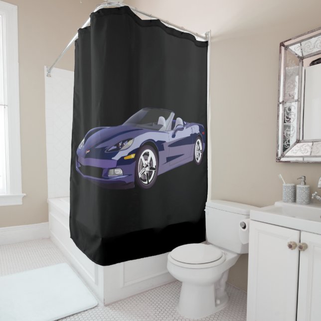 Rideaux De Douche Voiture de sport Convirt Bleu (En situation)