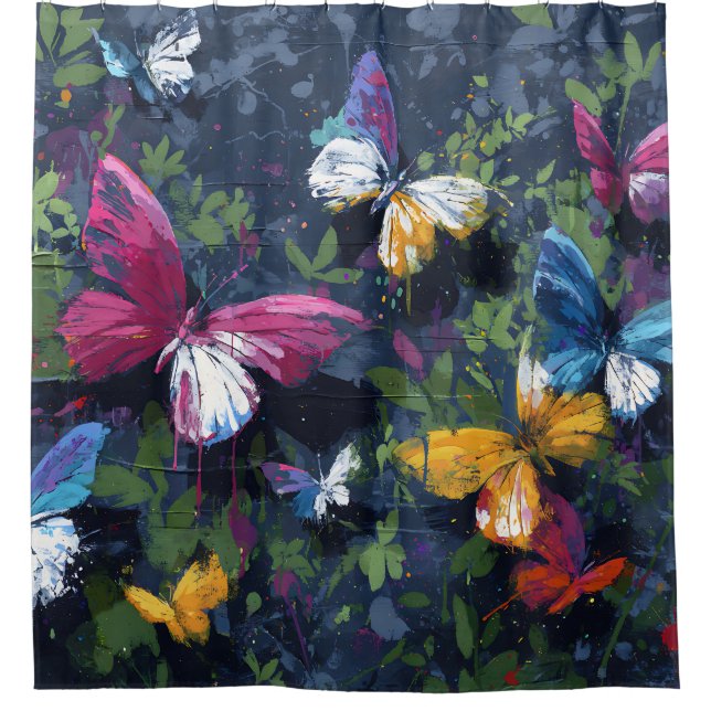 Rideaux De Douche Vol de Papillon Abstrait Vibrant (1) (Devant)