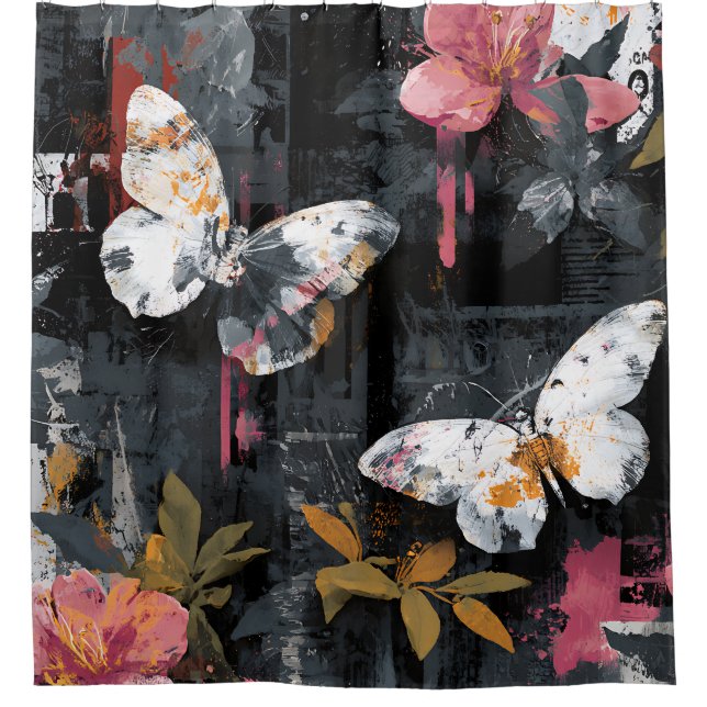Rideaux De Douche Vol de Papillon Abstrait Vibrant (3) (Devant)