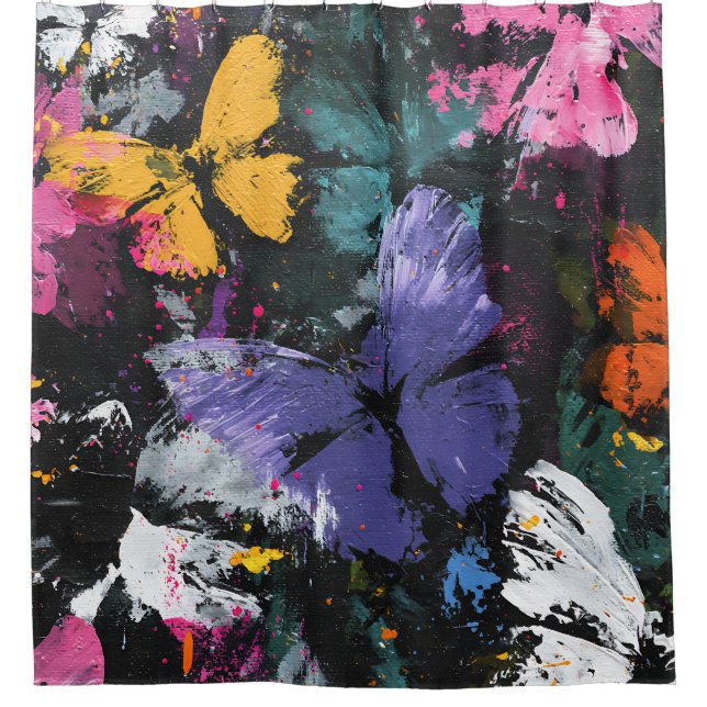 Rideaux De Douche Vol de Papillon Abstrait Vibrant (7) (Devant)