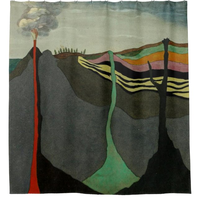 Rideaux De Douche Volcan terrestre découpé d'art Abstrait (Devant)