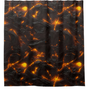 Rideaux De Douche Volcanique orange jaune d'écoulement de lave et