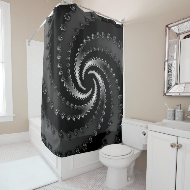 Rideaux De Douche Vortex foncé fractal (En situation)