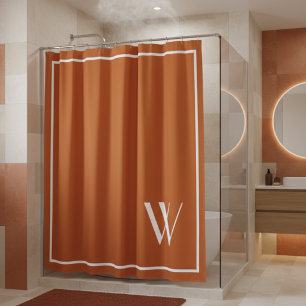 Rideaux De Douche Votre monogramme en orange brûlé  