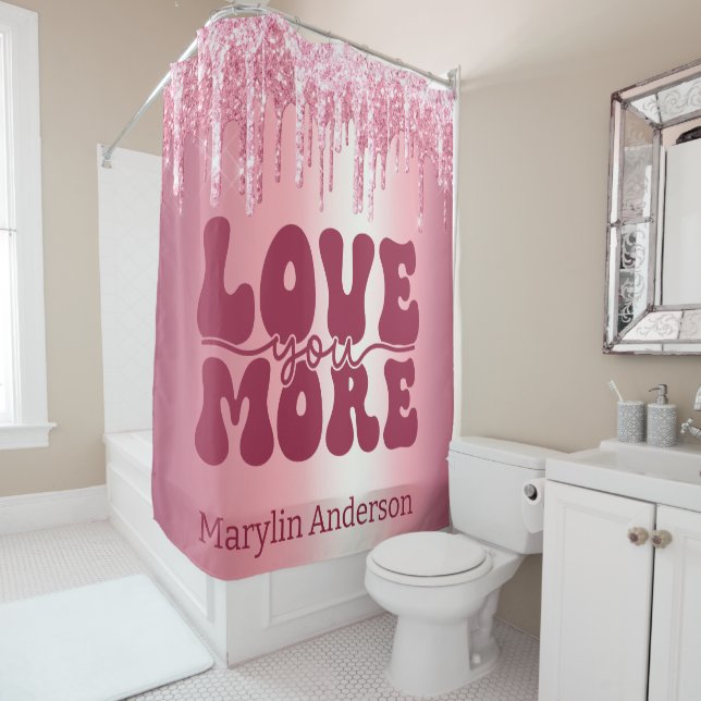 RIDEAUX DE DOUCHE VOUS AIMER PLUS VALENTINES PARTIES SCINTILLANT ROS (En situation)