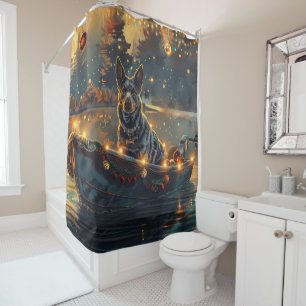 Rideaux De Douche Voyage de Noël festif Blue Heeler