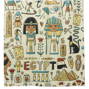 Rideaux De Douche Voyage en Egypte. Motif transparent