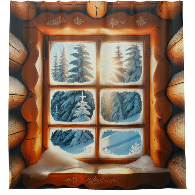 Rideaux De Douche Vue de la fenêtre hiver (Devant)