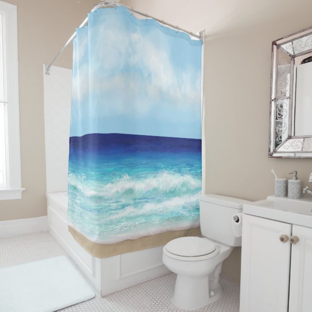 Rideaux De Douche Vue de la mer Ocean Beach 275 (En situation)