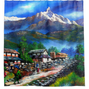 Rideaux De Douche Vue Panoramique De L'Everest Mountain Nepal