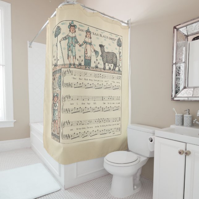 Rideaux De Douche Walter Crane Baa Baa Mouton Noir Comptine (En situation)
