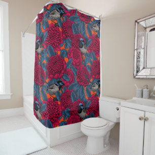 Rideaux De Douche Waratah rouge et brunes