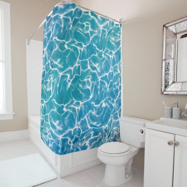 Rideaux De Douche Water bleu (En situation)