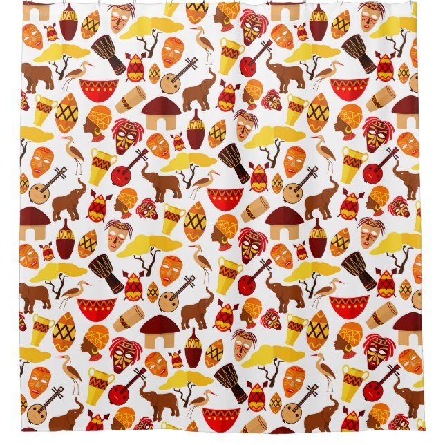 Rideaux De Douche Watercolor Motif animal tribal africain (Devant)