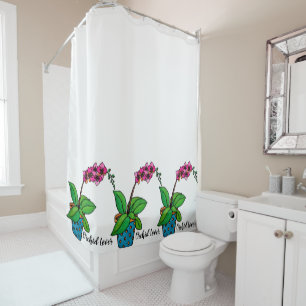 Rideaux De Douche Watercolor Orchid Plant