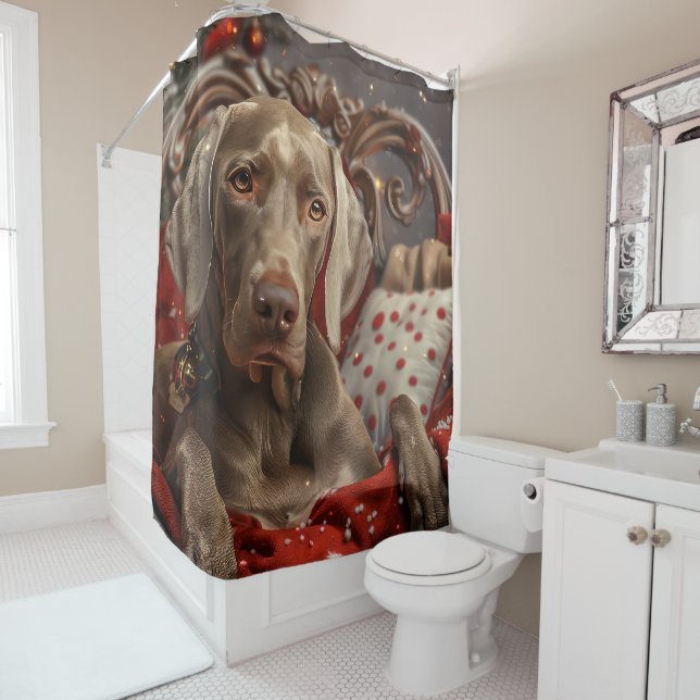 Rideaux De Douche Weimaraner Chien Festif de Noël (En situation)