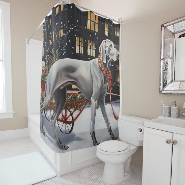Rideaux De Douche Weimaraner Festin de Noël (En situation)