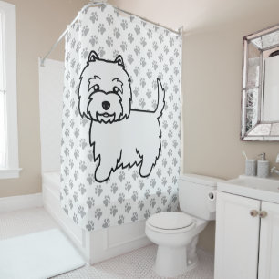 Rideaux De Douche West Highland White Terrier Cartoon Chien & Paws