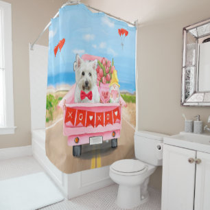 Rideaux De Douche West highland white terrier Chien Saint-Valentin