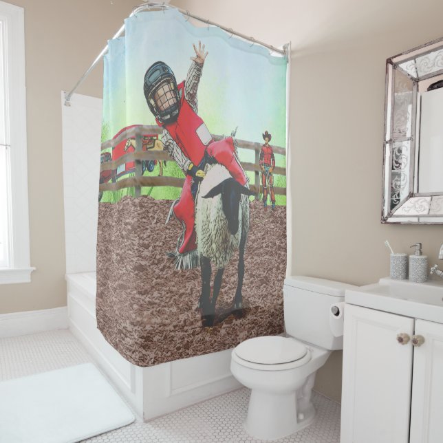 Rideaux De Douche Western Rodeo Cowboy Cowgirl Mutton Buston (En situation)