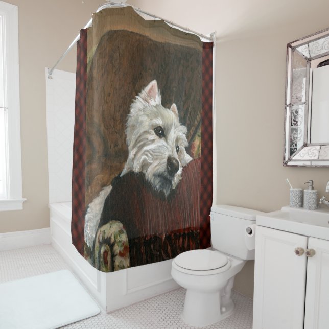 Rideaux De Douche Westie sur canapé (En situation)