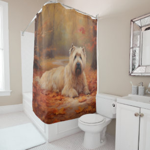 Rideaux De Douche Wheaten Terrier dans les feuilles d'automne automn