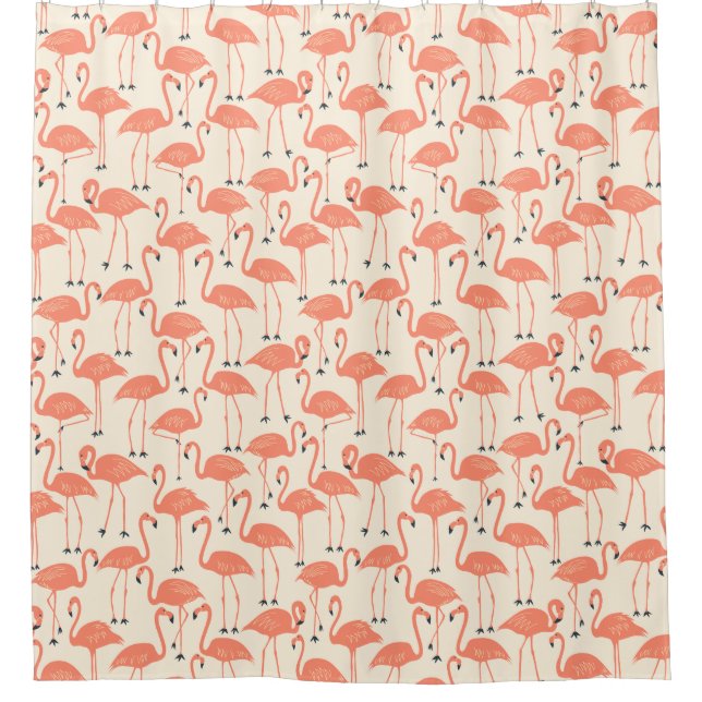 Rideaux De Douche Whimsical Flamingo | Tropical Bathroom Sunset (Devant)