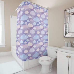 Rideaux De Douche Whimsical Pastel Clouds et étoiles Motif