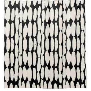 Rideaux De Douche White black dot pattern. shibori circle seamless.