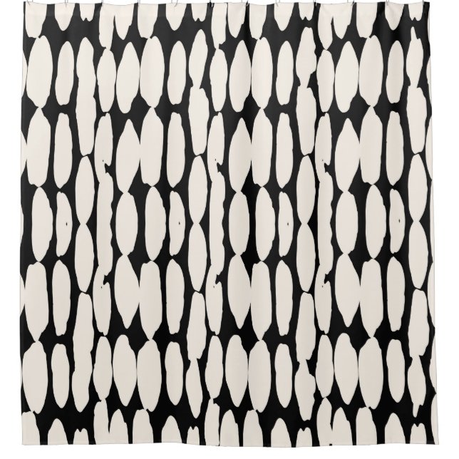 Rideaux De Douche White black dot pattern. shibori circle seamless.  (Devant)